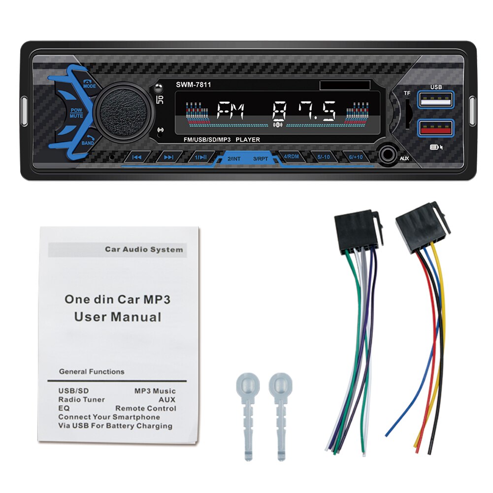 SWM-7811 Car Stereo Bluetooth-compatible AUX-in FM Radio Digital Media Receiver Single 1 DIN In Dash Head Unit Support Voice Con