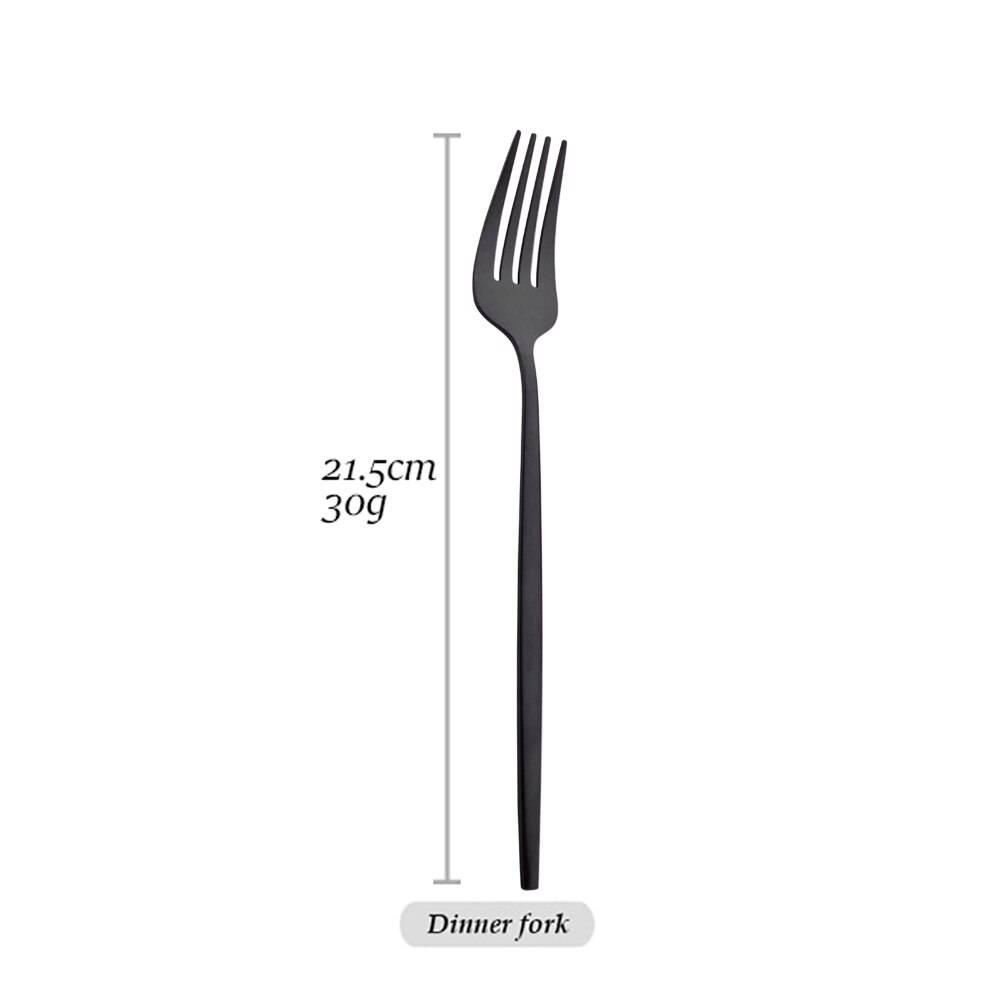 Matte Black Dinnerware Set Western Cutlery Set Stainless Steel Tableware Dinner Knife Fork Spoon Flatware Kitchen Silverware Set: 1Pcs Dinner Fork