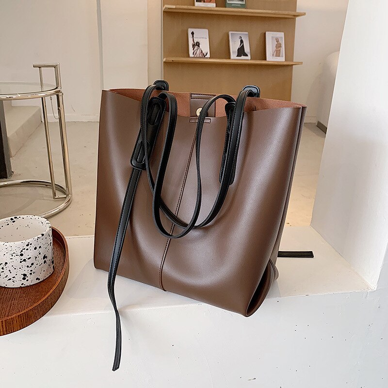 Vrouwen Tassen Handtas Grote Crossbody Mode Messenger Schoudertas Voor Vrouwelijke Zwarte Grote Totes Soft Pu Leer Boodschappentas Bolsa: Coffee color