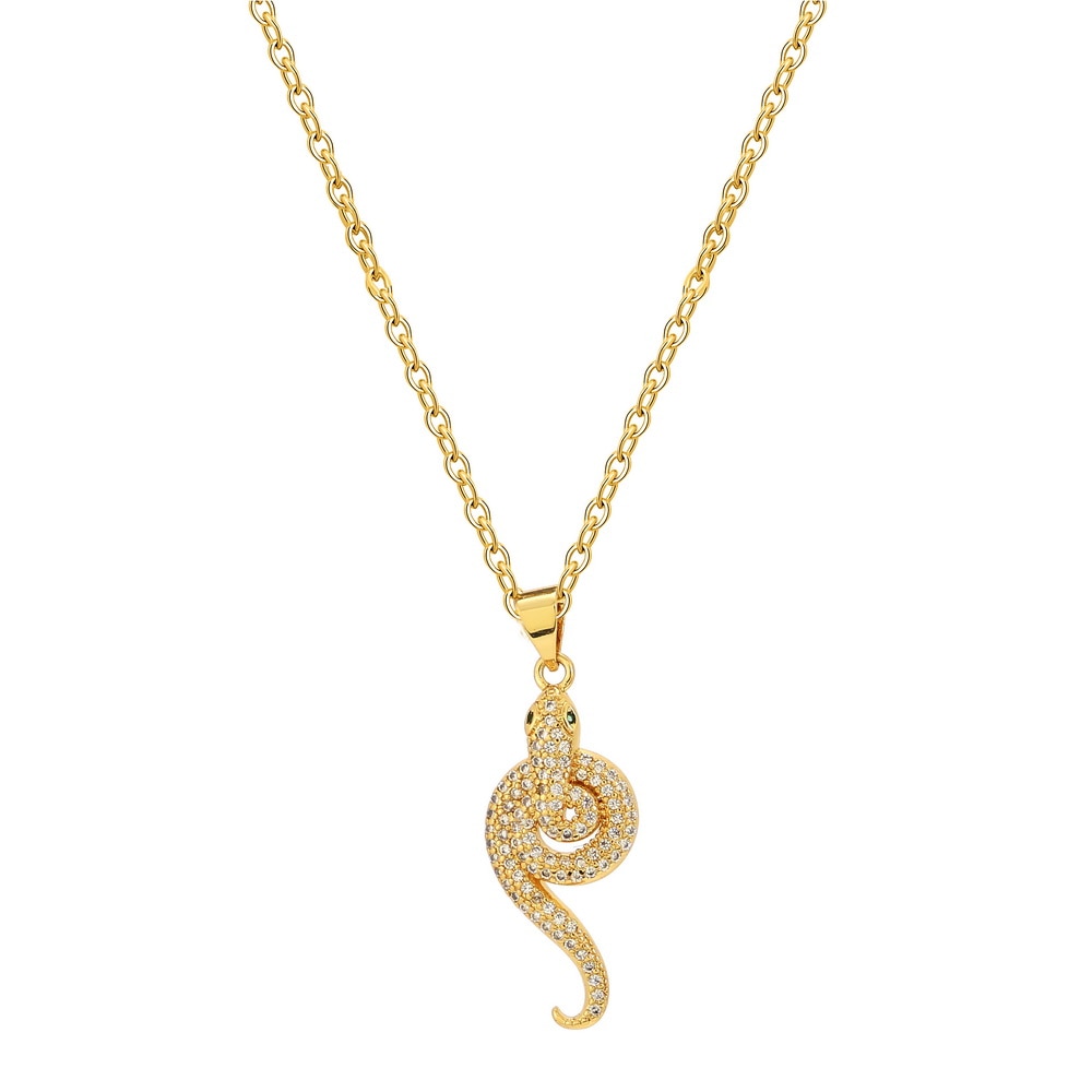 Rainbow CZ snake Gold Necklace For Women Zirconia snake Pendant Long adjustable Chain women's Necklace Charm Jewelry: snake 2