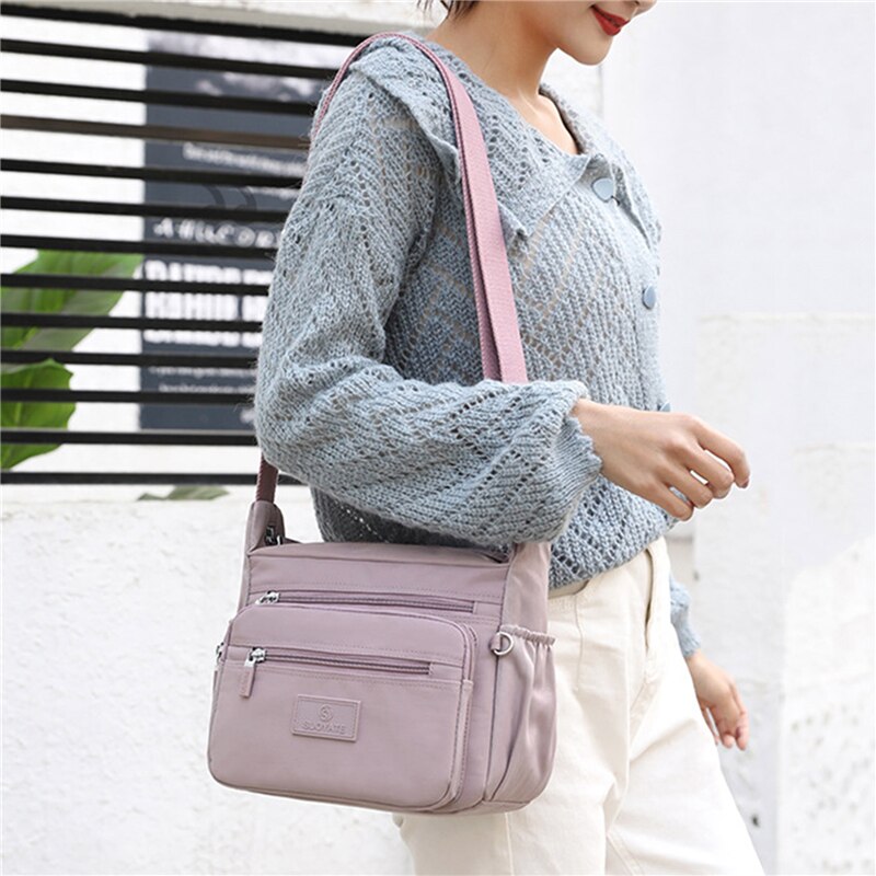 Women Shoulder Messenger Bag Nylon Oxford Lightweight Waterproof Zipper Package Large Capacity Travel Crossbody Bag