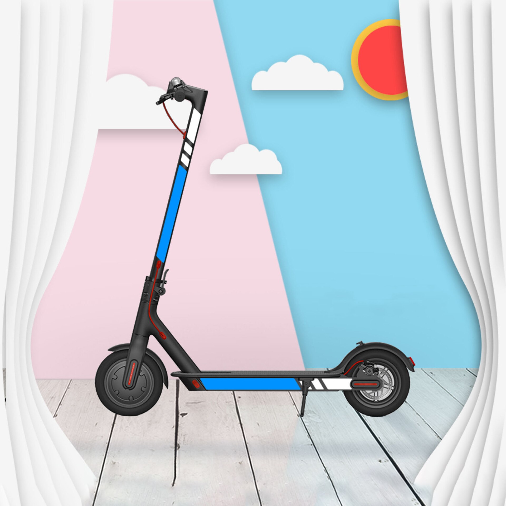 Elektrisk scooter klistermærke scooter tilbehør reflekterende modellerings sæt klistermærke reflekterende film til xiaomi  m365/ pro: -en
