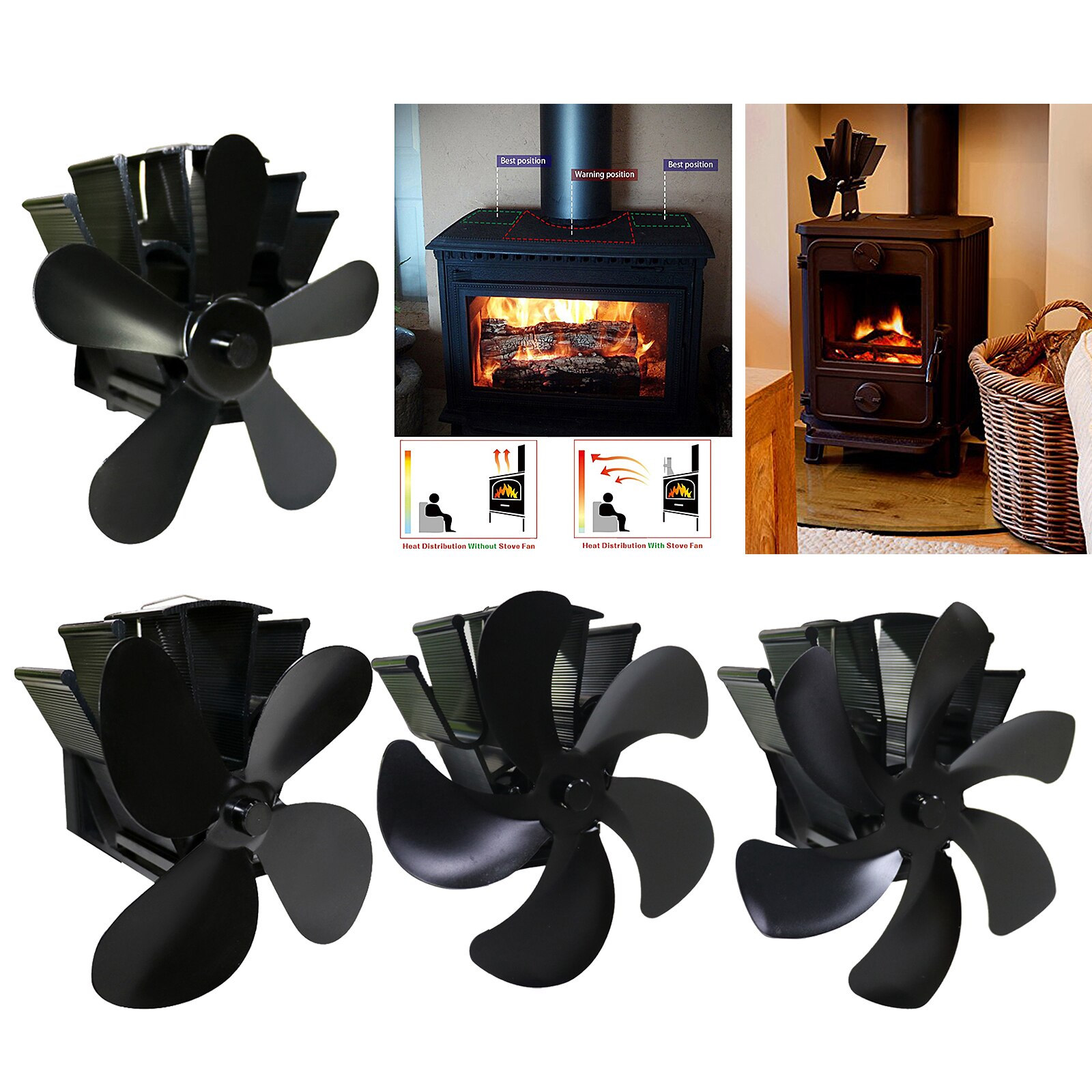 Heat Powered Stove Fan Fireplace Fan Home Efficient Heat Distribution
