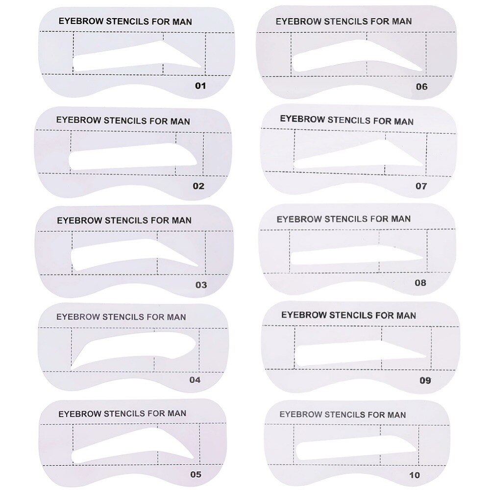 Classic 10Pcs/Set Men DIY Eyebrow Template Shaper Stencils Card Beauty Makeup Tool Eye Grooming Kit #267687