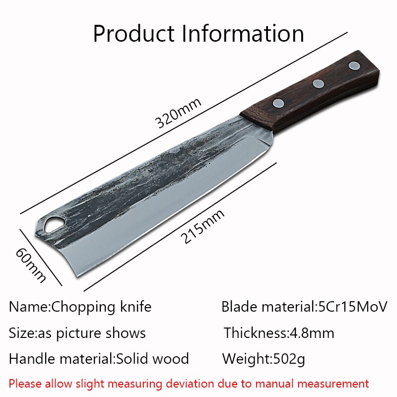 Hand Forging Bone Chopping knife Kitchen Chef Knives Cleaver Cutting with Wood Handle Chinese Meat Knife Butcher Outdoors Tools