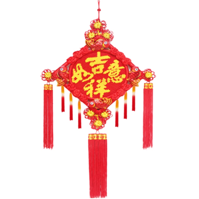 Grote Chinese Knoop met Kwasten Fringe Zachte zijde draad Handgemaakte Geborduurde Lasplaat Knoop 125X60 cm Jaar Chinese