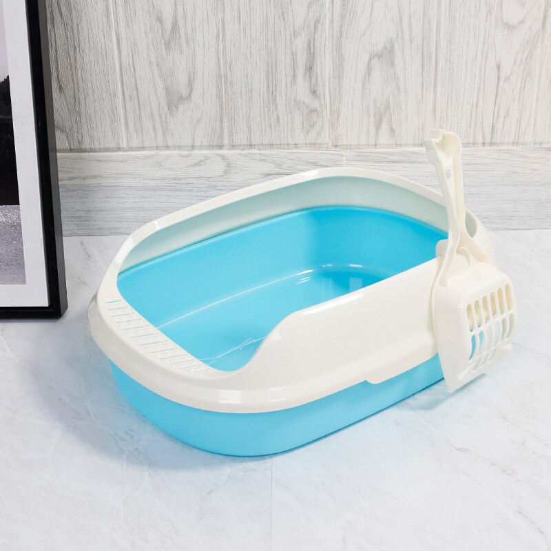 cat semi closed splash proof colur litter box toilet can removable and easy storage self cleaning resistance cat toilet: bue litter box