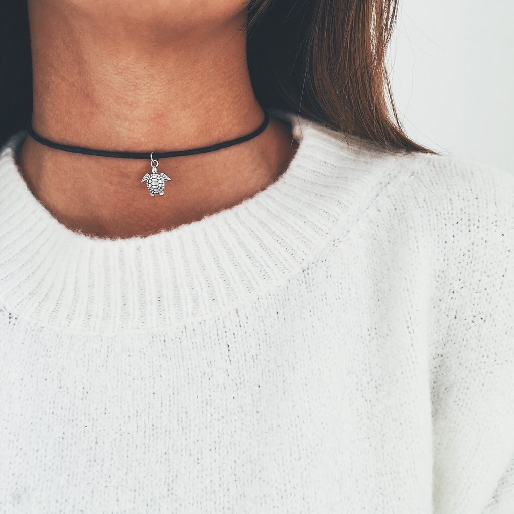 Schildpad Choker Schildpad Choker Ketting Met Witte Parels Ketting