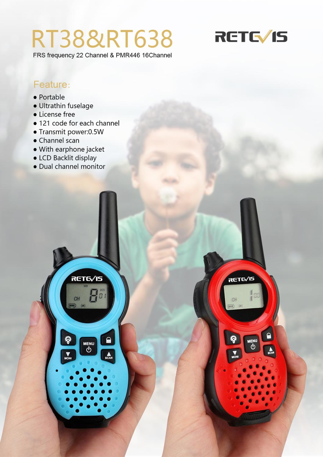 Retevis RT638/RT38 PMR 446 Two Way Radio 2pcs PMR VOX Torcia Elettrica di Ricarica USB Walkie Talkie Regalo Di Natale mini Walkie