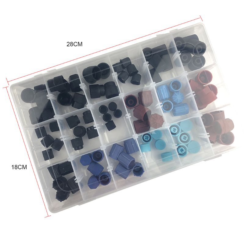 90pcs High Low Side Valve Core Service Port Dust Cap Replacement Car Air Conditioning Repair Parts Set