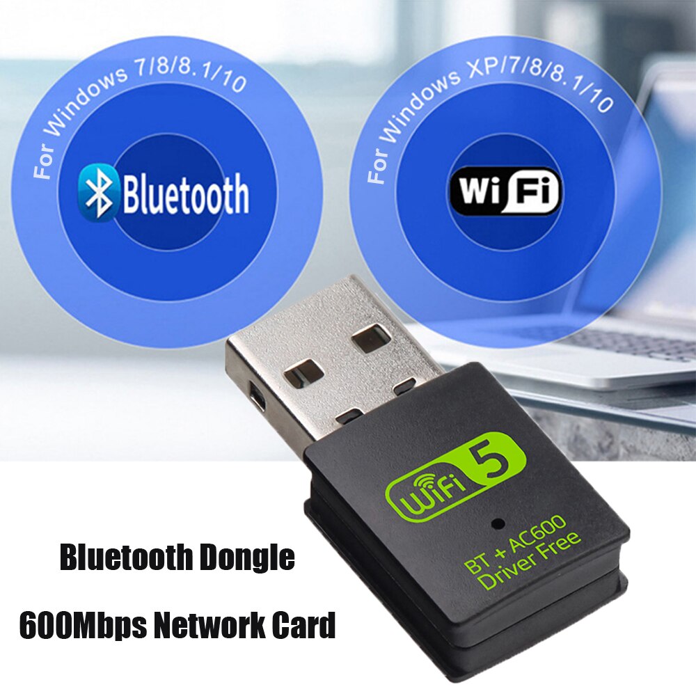600Mbps USB WiFi Adapter WiFi Bluetooth-Compatible 2in1 Dual Band 2.4G&amp;5GHz Mini USB WiFi Dongle Network Wireless WLAN Receiver