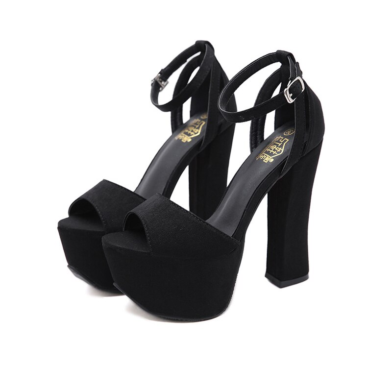 14cm blok hæl sandaler sorte høje hæle sandaler punk gladiator platform hæle guld sandaler dame sandaler sommer damer sandler