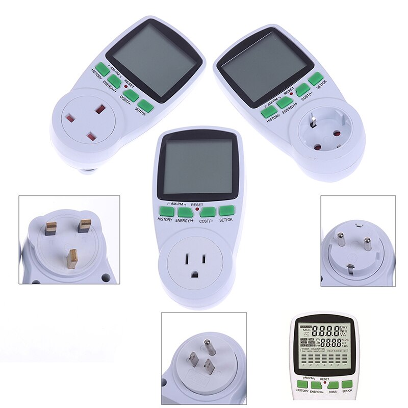 AC Power Meters 110V 220V Digital Wattmeter Electricity Cost Measuring Analyzer