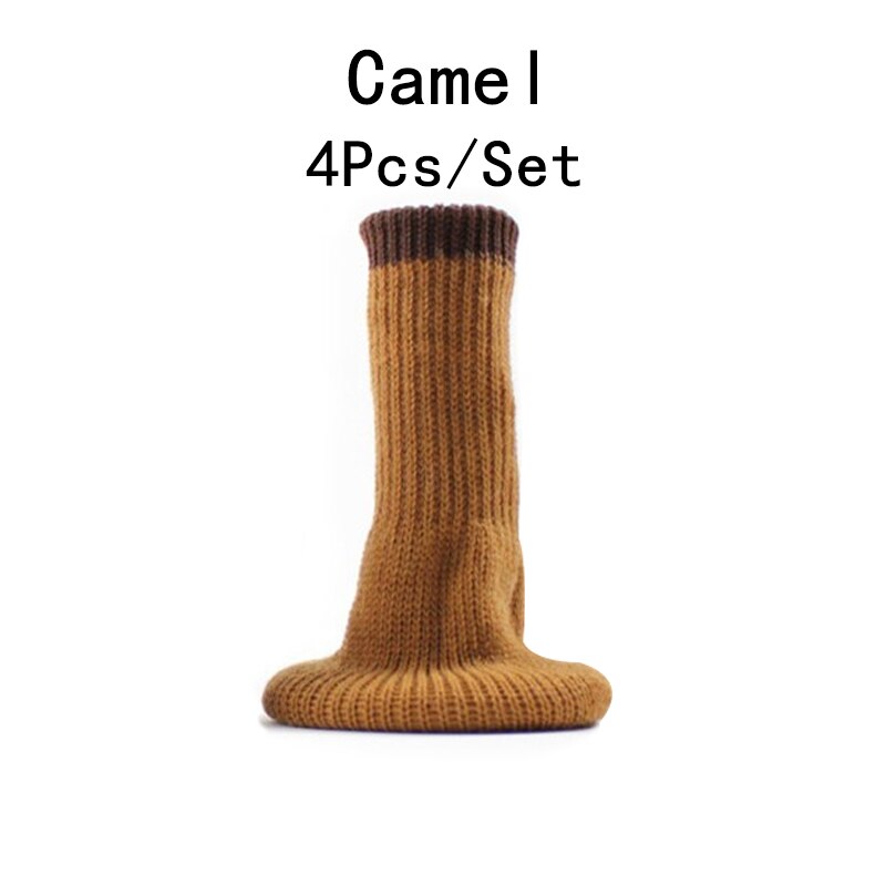 4 stk strikket stol ben sokker møbler bordfødder ben gulvbeskyttere dækker gulvbeskyttelsespuder hjemindretning: Kamel