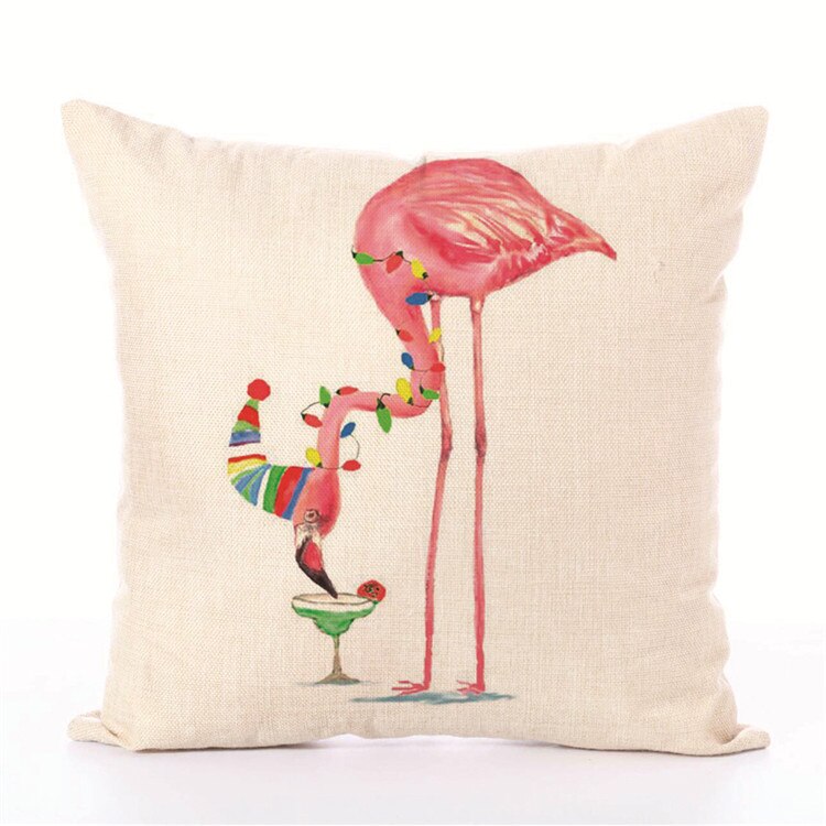 Flamingo serie pute uten indre tegneserie søt rosa europeisk stil linmateriale dekorativt sete bilstol: Putetrekk 3