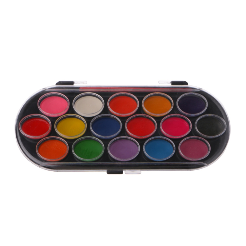 16Pcs Watercolor Palette Brush Set Painting Tray Craft Drawing Art Mini Kid
