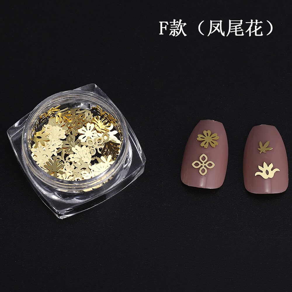 Diy Art Decoratie Goud Metalen Plakjes Bloem Nail Art Glitter Hollow Nail Vlokken Manicure Tips Nail Accessoires Ontwerpen Voor Nail: HC868