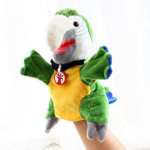 Simulation Weichen Vogel Papagei Plüsch Hülse Hand Marionette Angefüllte Puppe Spielzeug freundlicher murmeln Baby Interaktive Spielen Spielzeug: Grün