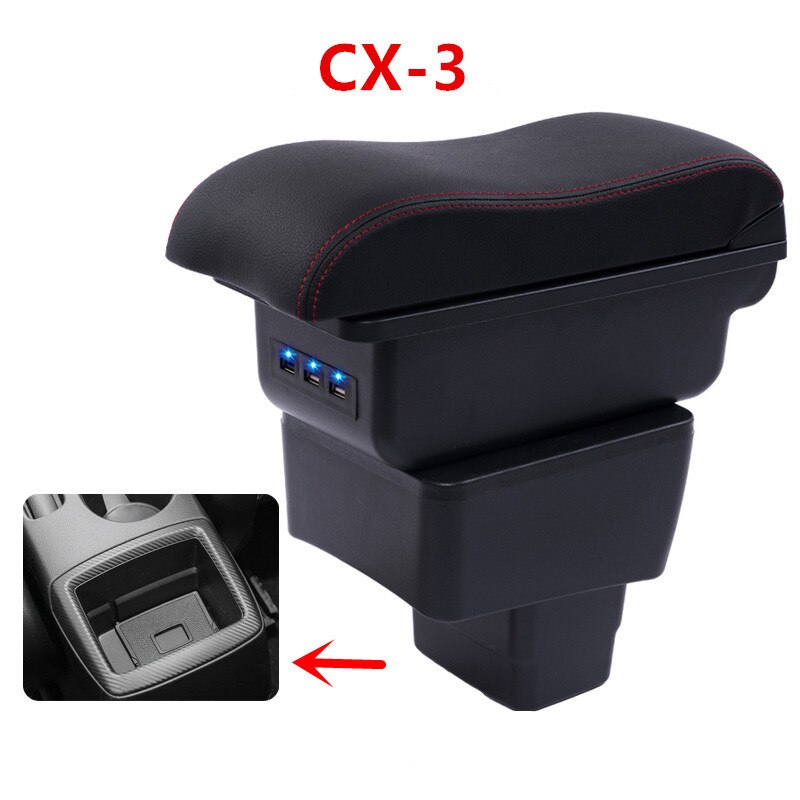 For Mazda CX-3 CX 3 CX3 armrest box USB Charging interface heighten central Store content cup holder ashtray accessories