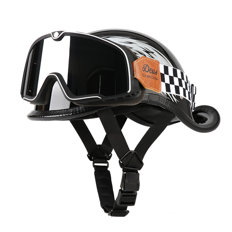 VGV moto demi-casque lunettes incluses véhicule électrique vélo Locomotive pour Cruiser rétro homme femmes scooter rue