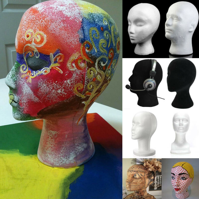 1 stk mandlige kvinder mannequin hoved model styrofoam skum dukke paryk briller hat display stand holdere 7 stilarter