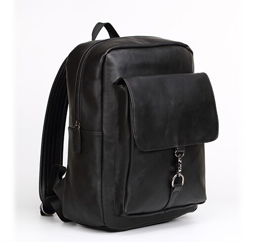 JONON-mochila de cuero sintético Vintage informal para hombre, morral de viaje, mochilas escolares de , bolso Unisex para ordenador portátil, bolso universitario de 13 pulgadas: Negro