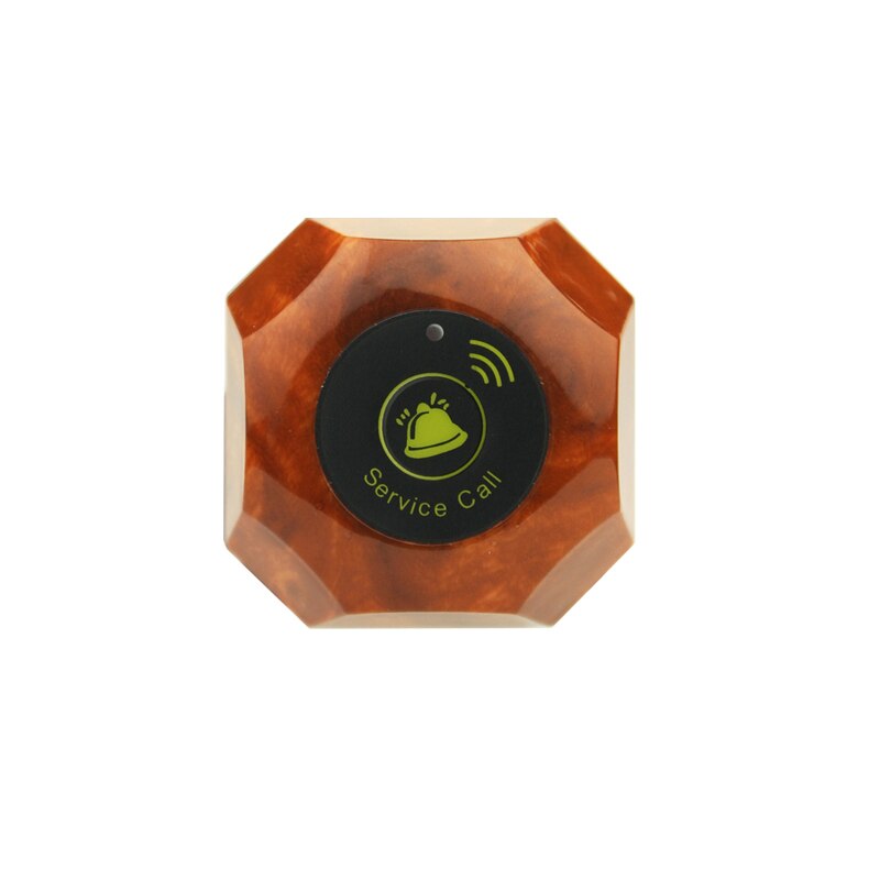 Wireless Pager System 1 Call Buttons Transmitter With Black White Brown For Restaurent Factory Cafe Clinic Bar Service: Mahogany