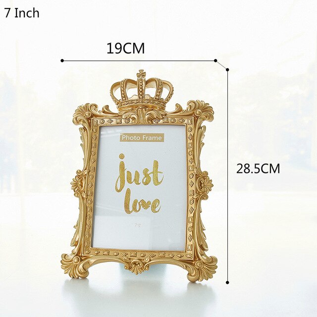 Luxe gouden kroon fotolijst barokstijl huisdecoratief certificaat hars fotolijst muur desktop decoratie 3/6/7 inch: 5