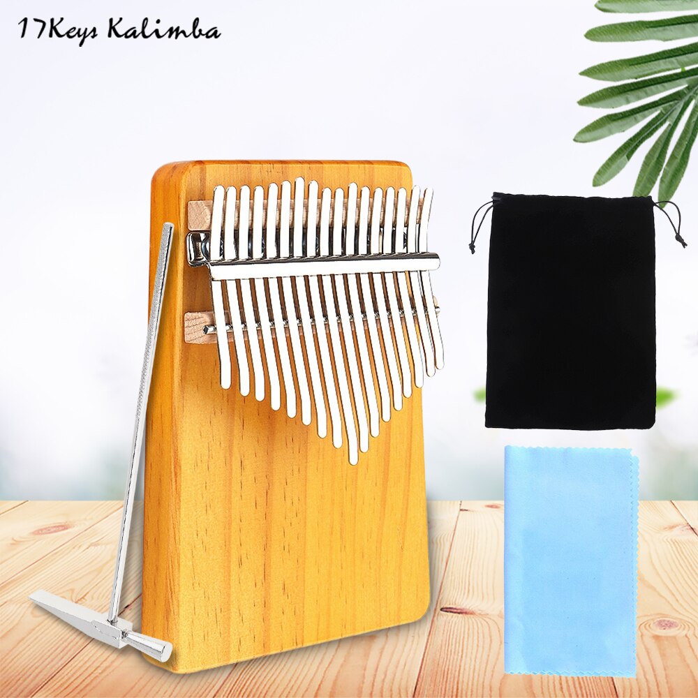 Piano de 17 teclas, dedo blanco Kalimba, patrón de corazón sólido, tablero individual, pino mbera, Mini teclado, instrumento Musical: Dark Wood
