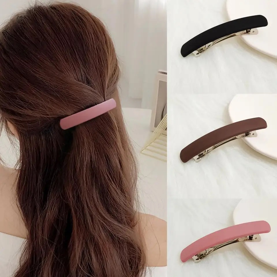 Pinza para el pelo con forma de barra sólida Simple para mujer, pasador acrílico de Color mate, pasador geométrico para el pelo, accesorios elegantes para el cabello