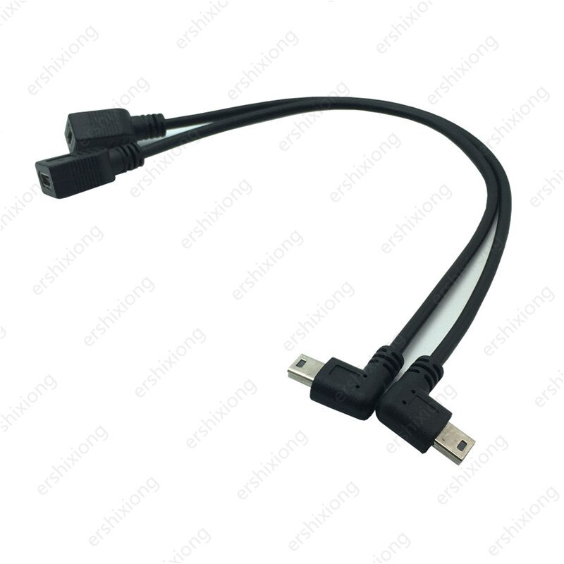 Mini Usb Kabel 5Pin Stekker Aan Vrouwelijke Jack Extension Data Adapter Lead Kabel Haakse 90 Graden Cord 25cm