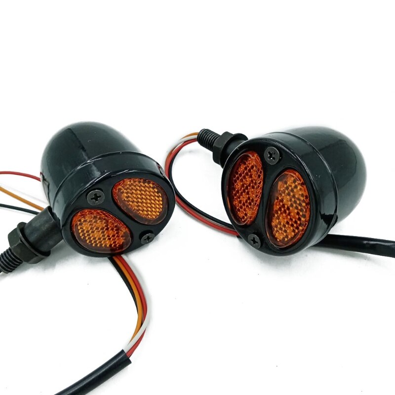 Motorfiets Richtingaanwijzers Indicator Voor Harley Universal 12v Retro Motorfiets Signaal Verlichting Metalen Knipperlichten 2 Pc Zwart Chroom