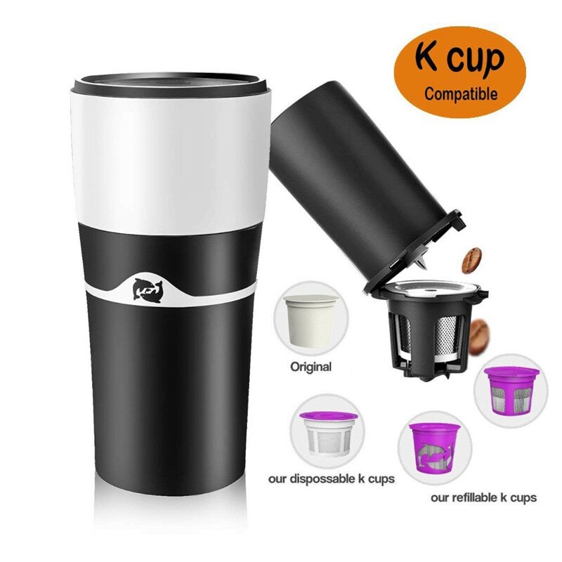 Tasse à café Portable moka, appareil à café manuel avec filtre k-cup, pas besoin de filtres en papier