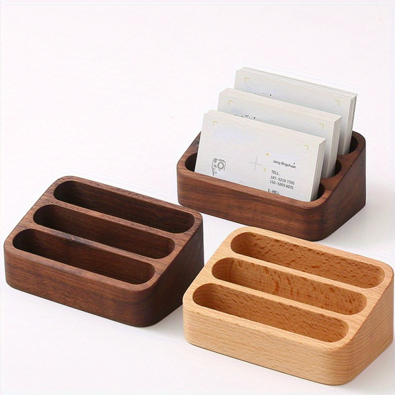 Holz Schreibtisch Visitenkarte Anzeige Stand Memo Halfter Aufbewahrungsbox Holz Karten Organizer für Büro