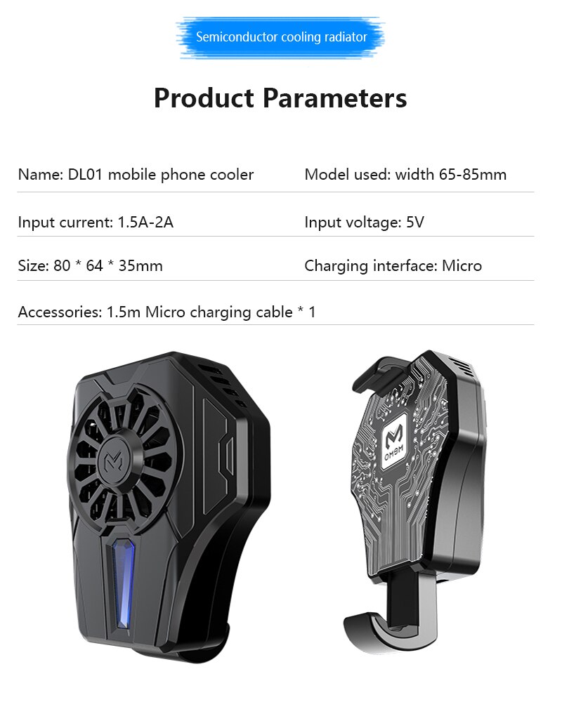 DL01 Mobile Phone Cooler Refrigeration Cooling Fan Radiator Case Stand Mount Holder For IPhone Android Phone Tablet