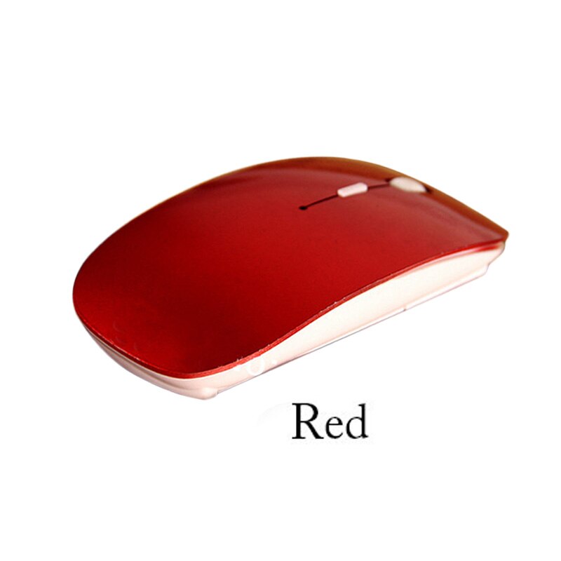 Sugar Color Ultra Thin USB Optical Wireless Mouse 2.4G Receiver Super Slim Mouse For Computer PC Laptop Desktop: Red