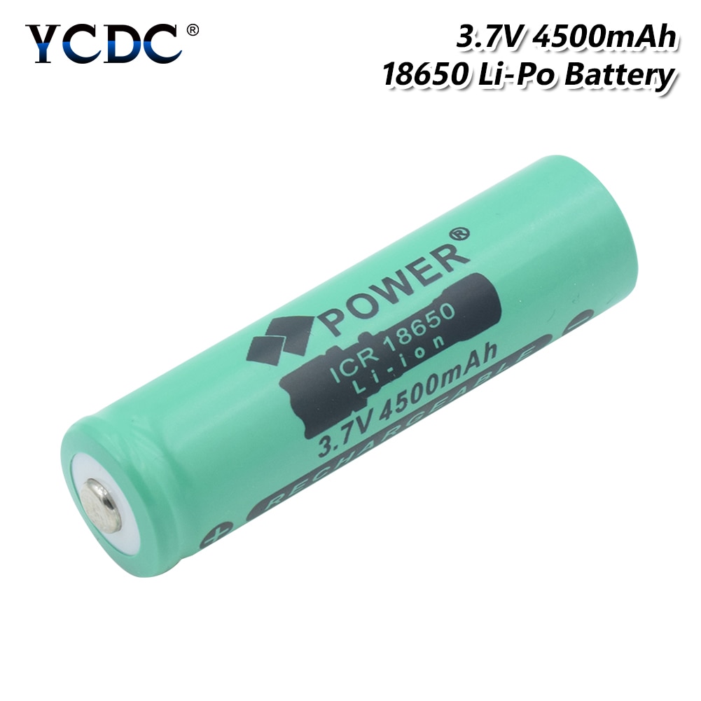 1/2/4 pièces 3.7V 4500mAh ICR 18650 Lithium Li Ion batterie Rechargeable bouton haut torche lampe de poche Batteries de remplacement