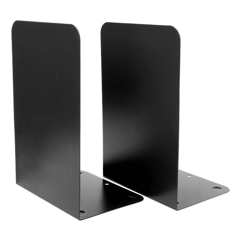 1 Pair Black/Brown/Gray/White Modern Metal Bookends Organizer Desktop Office Home Book Shelf Storage Holder Book Ends: Black
