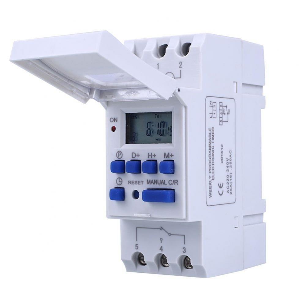 Temporizador DIN programable, AC 220V, LCD Digital, interruptor de tiempo, relé 16A