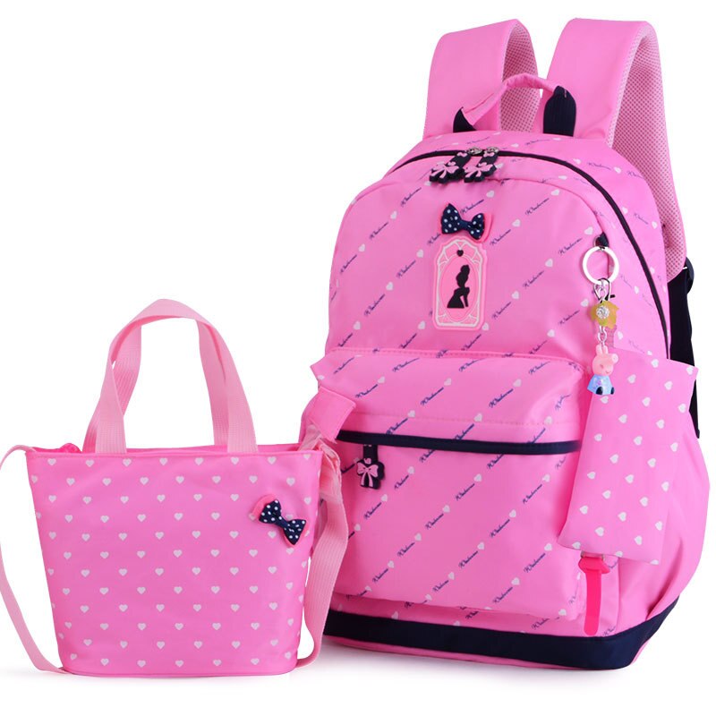 3pcs/set Male backpacks high school bags for women boys one shoulder big student travel bag men school backpack sac mochila: pink