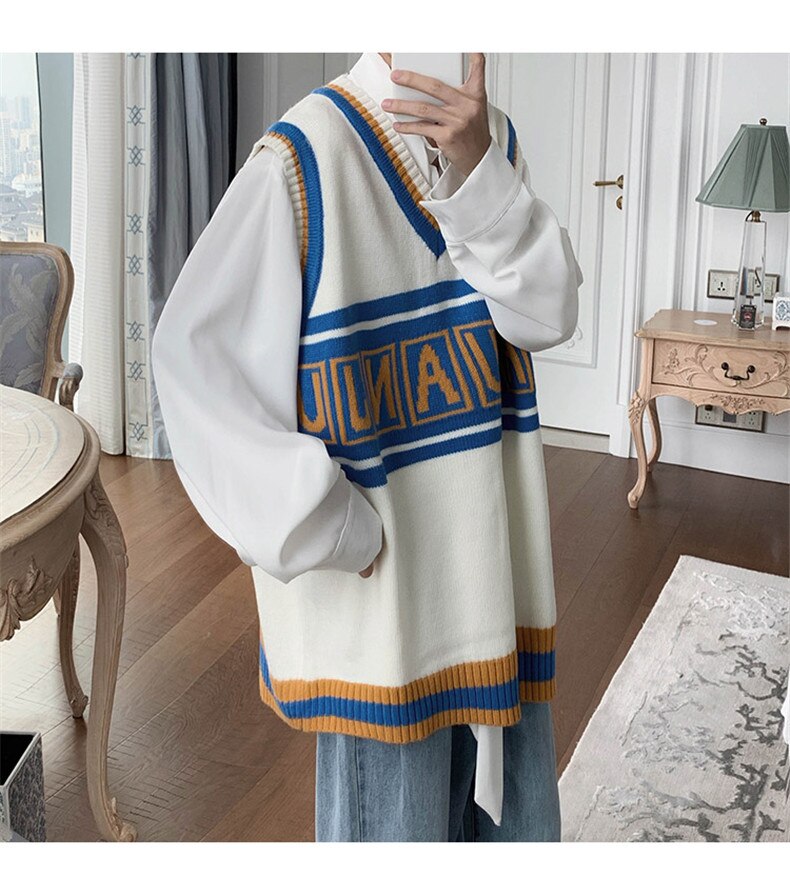YTR6TW Vrouwen Koreaanse Mode Mouwloze Trui Vest V-hals Trui Gebreide YTR6TW Vrouwen Koreaanse Mode Mouwloze Trui Vest V-hals Trui Gebreide