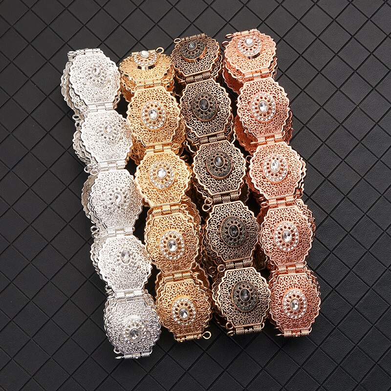 Klassieke Dame Gesneden Metalen Taille Ketting Marokkaanse Stijl Vrouwen Hollow Patroon Metalen Riem