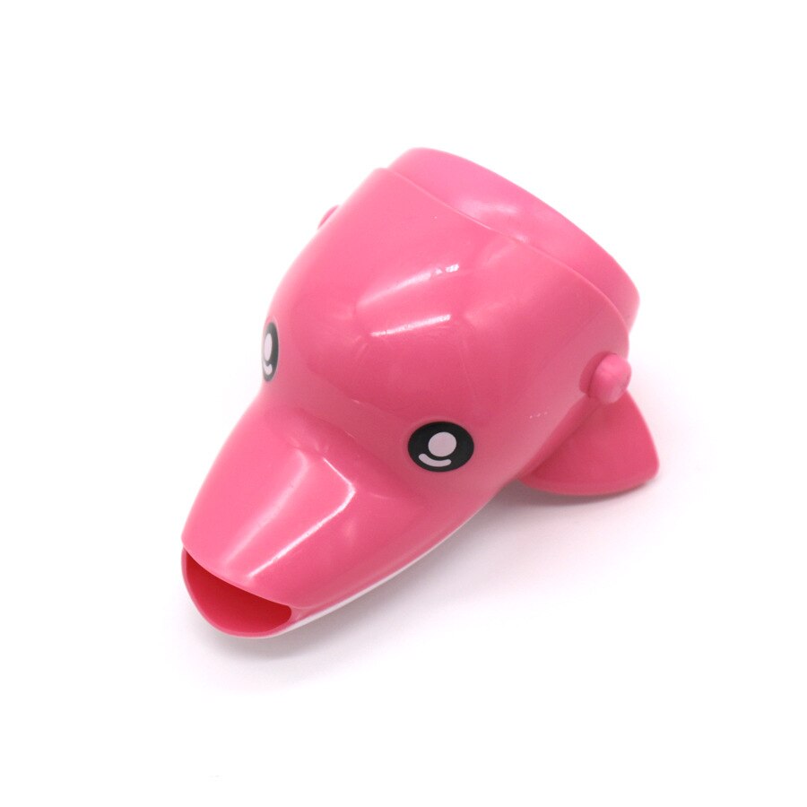 Cartoon Faucet Tap Extender Baby Shower Toy Duck Dolphin Elephant Toddler Kids Hand-washing Faucet Bathroom Sink Bibcock Tap: Pink Dolphin