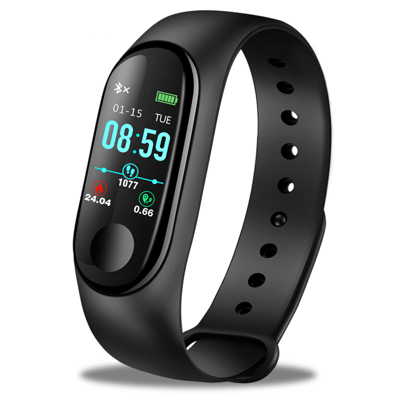 Lige slimme armband dames sport waterdicht slim horloge heren bloeddruk hartslagmeter slimme polsband fitness tracker: Zwart