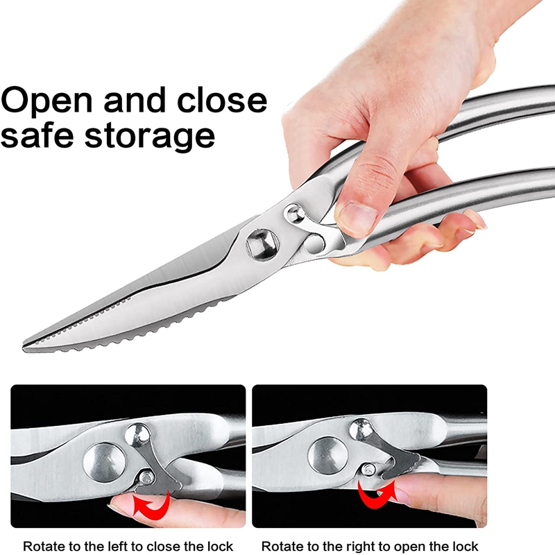 Poultry Shears Heavy Duty Kitchen Shears, Stainless Steel Kitchen Scissors, Spring Loaded Scissors For Chicken, Meat