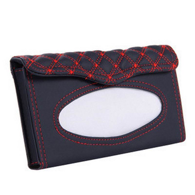 Universal Car Kit Tissue Doos Auto Zonneklep Opknoping Type Pu Borduurwerk Patroon Magic Sticker Tissue Cover Auto-interieurs