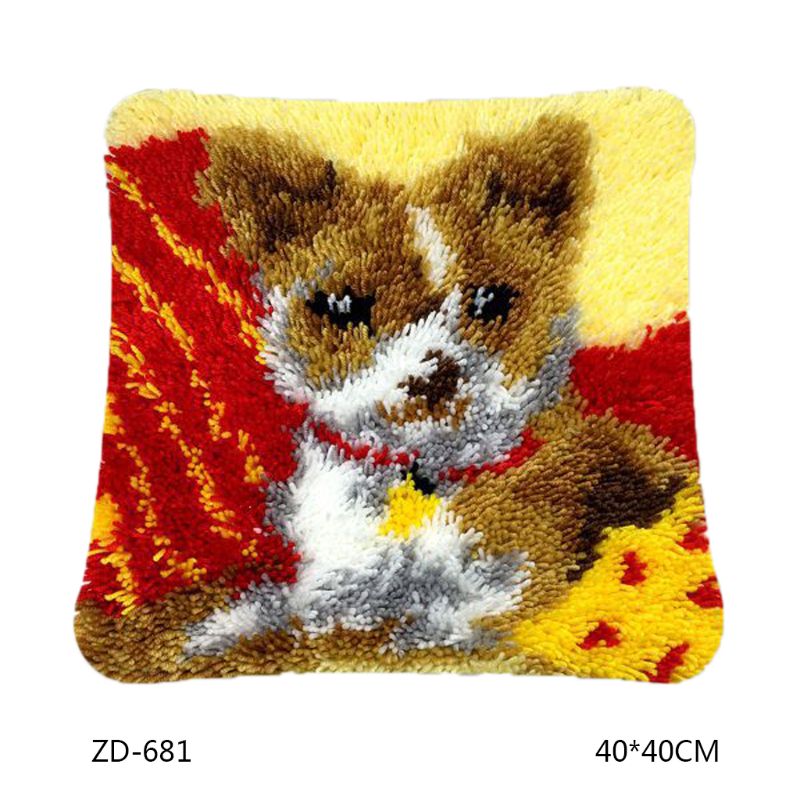 Animals DIY Latch Hook Rug Kit 3D Segment Embroidery Pillow Wool Cross Stitch