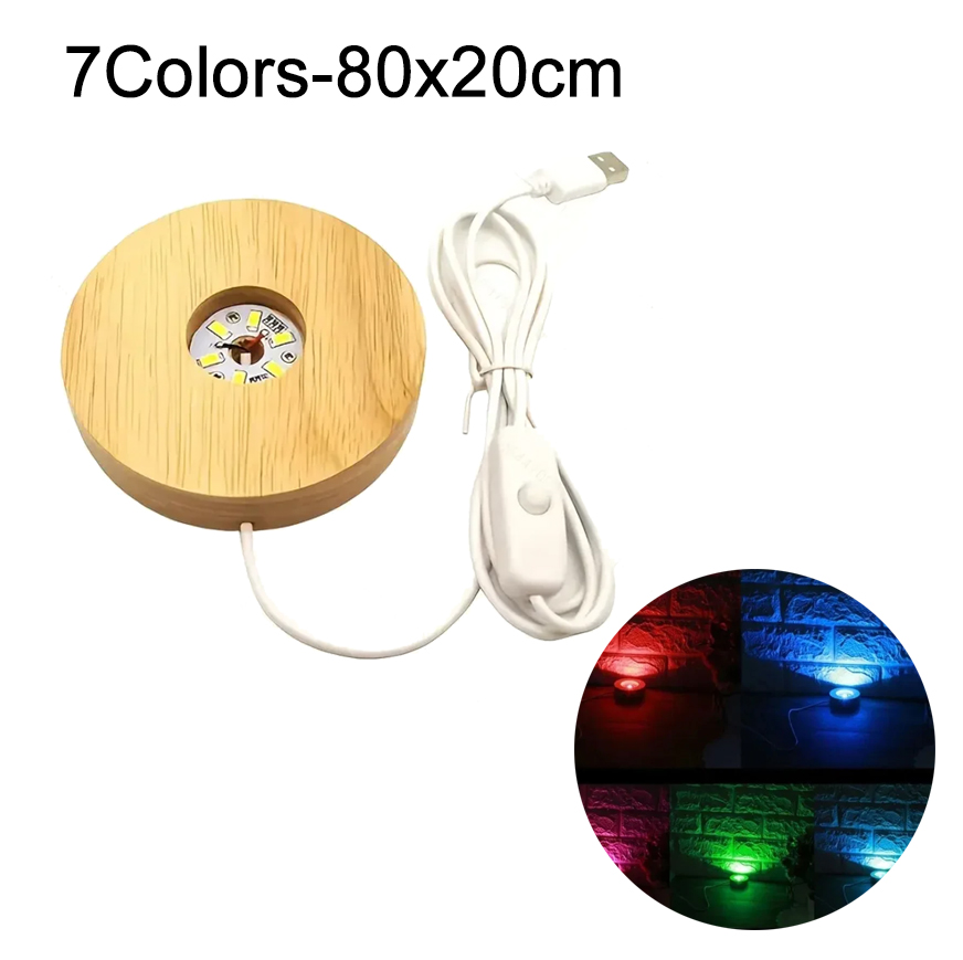 Rechteckiger LED-Sockel aus massivem Holz, leuchtende Basis für Harz, Buchstaben, Lampe, Glas, Harz, Kunst, Holz, Licht, Anzeige-Basis, Heimdekoration