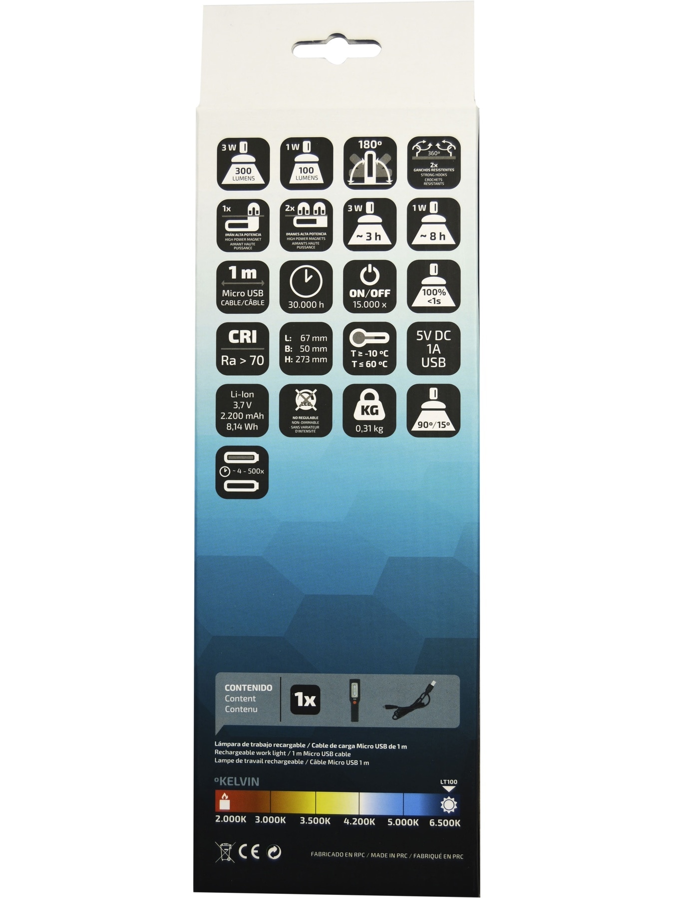 Lámpara de trabajo multifunción recargable KLK Light LT100 - LT1000