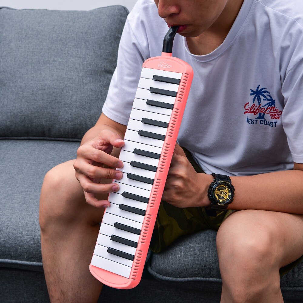 Eastar 32 teclas teclado melódica Kit estilo de piano acordeones melódicos para estudiante Chliden educación con bolsa de música instrumento rosa